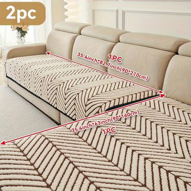 TEMU 2pcs Striped Sofa Cushion Set, Anti-slip And Dust-proof, Pet Friendly, Suitable For Living Room, Bedroom, Office Decoration
