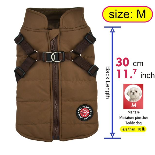 TEMU 4-color Dog Winter Coats With Adjustable Chest Straps & Zipper Closure - Warm Insulated Dog Jackets For Small Breeds, Hand Wash Only, Winter Pet Apparel, Dog Winter Coat, Zippered Closure, Design