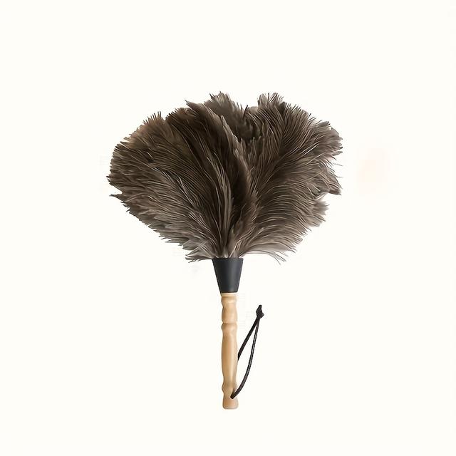 TEMU Artificial Ostrich Feather Broom With Wooden , Soft And , Suitable For Dusting In Home, Living Room, Bedroom And Car, Non-static Accessory
