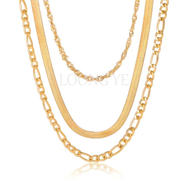 TEMU A Multi-layered Copper Necklace, A Stacked Design For Women, Featuring 3 Chains, Exuding , Ideal As A Christmas Present, Comes In A Gift Box