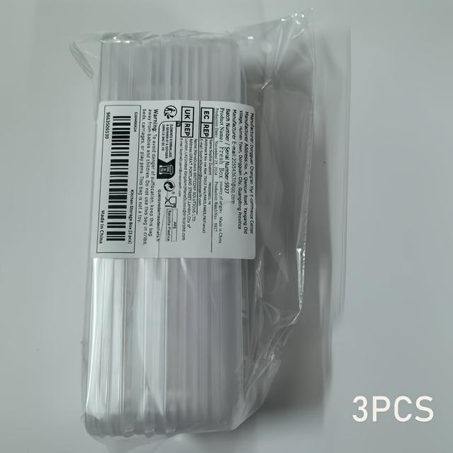 TEMU A Set Of 3 Polypropylene (pp) Storage Containers - Reusable Long Refrigerator Organizer Bins For Vegetables, Pasta, Eggs - Kitchen Essential Crisper, Contact Safe 2/3pcs