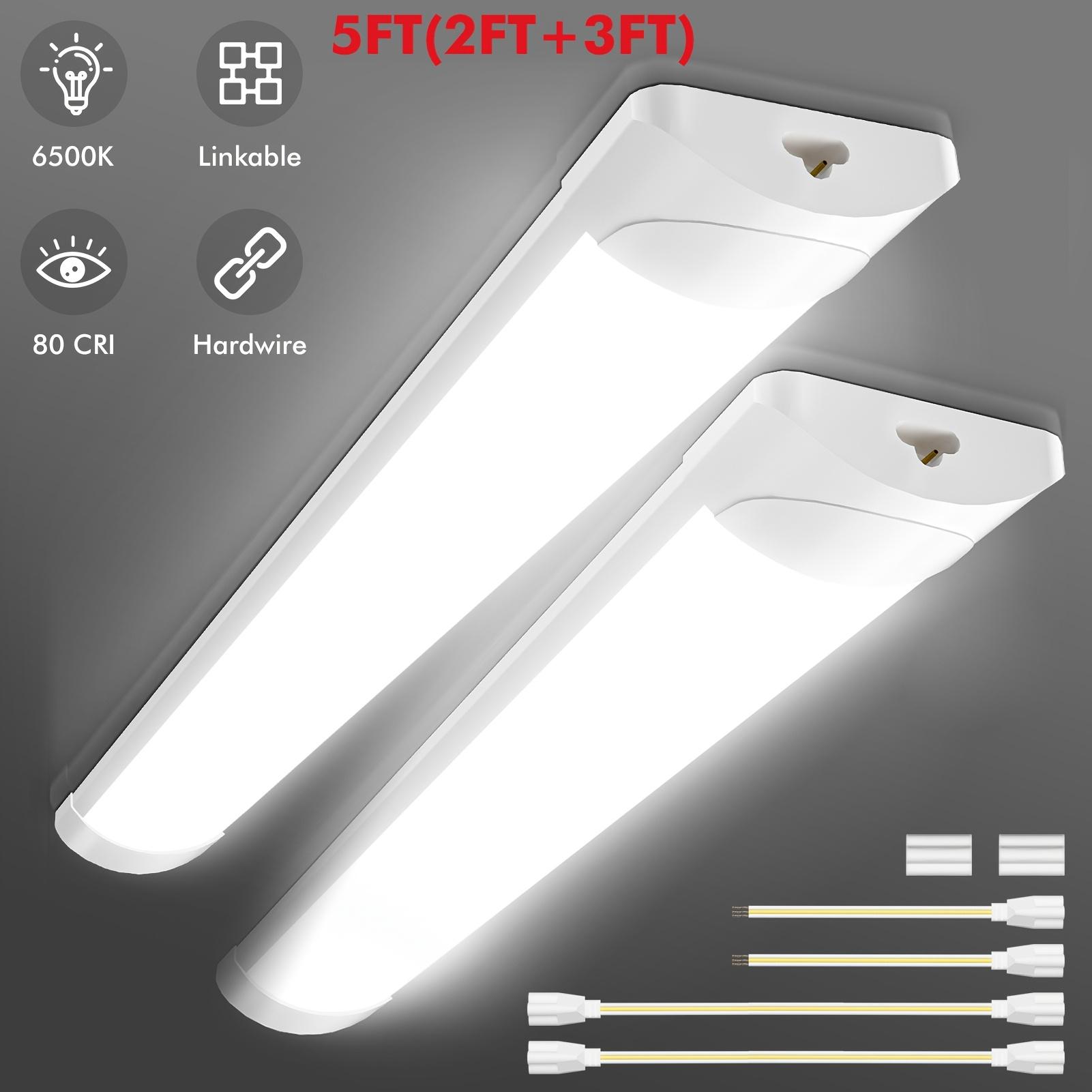 TEMU 5ft Led Strip Light (2ft+3ft) 150cm Batten Tube Light For Ceiling, Garage, Office, And Home In Cool White