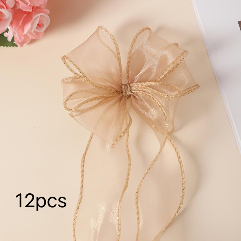 TEMU 12pcs Gold- 3-layer, Handmade Bows, Craft Decorations, Suitable For Bouquet Packaging, Weddings, Birthdays, Christmas Party Gifts, Gift Packaging, Clothing Additions