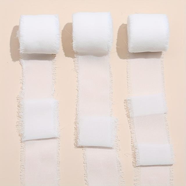 TEMU 3 Rullar, 15Yard Vit Chiffongband Presentdekoration Band Presentinslagning, Bröllopsdekorationstillbehör, Jul, Halloween