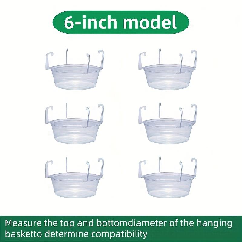 TEMU 6pcs Of Hanging Flower Pot Saucers, Transparent Plastic Trays With Hooks, Drip Trays For Hanging Plants - In Sizes For Indoor And Outdoor Plant Cultivation