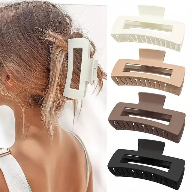 TEMU Simple Frosted Extra Large Dragon Bone Hair Grabber For Women's Back Head Square Hair Clip With High-end Feel, Versatile Shark Clip Hair Accessory For Outing
