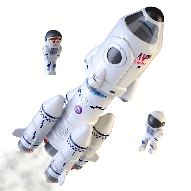 TEMU Shuttle Rocket Ship Toy With 2 Astronaut Figures & Projection Lamp - Educational Aerospace Playset For , Develops Imagination & Creativity, Perfect Birthday Or Christmas Gift, Space Toys