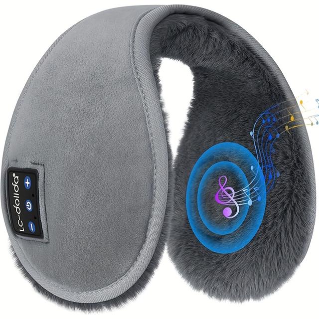 TEMU Lc-dolida Earmuff Headphones Wireless Winter Ear Muffs Ear Warmer Headband For Men/women Outdoor Biking Skating Hiking