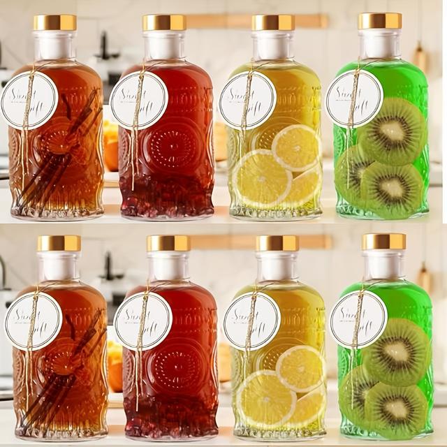 TEMU Transparente kleine Glasflaschen, 6oz Set mit Geschenkanhängern und Dekorationen, geeignet für Öl, Essig, Kombucha, Getränke, Wasser, Soda, mit goldenen Verschlusskappen