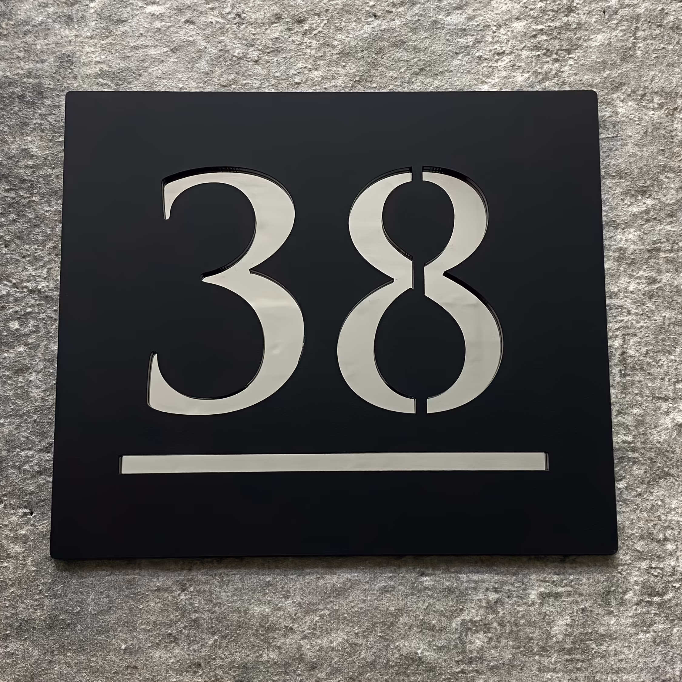 TEMU Custom Laser Cut Acrylic Address Sign - Modern Black And Number Sign, Weatherproof Outdoor Wall Decoration, , No Battery Required, Personalized Home Exterior Sign