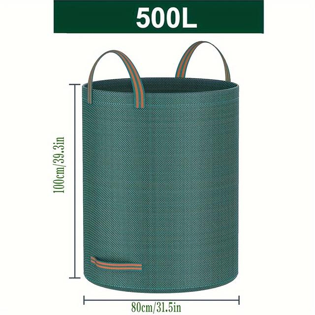 TEMU 3pcs Heavy-duty Garden Waste Bags With Handles - Reusable, Foldable & Waterproof For Leaves, Garbage & Collection, Camping, Garden Bags