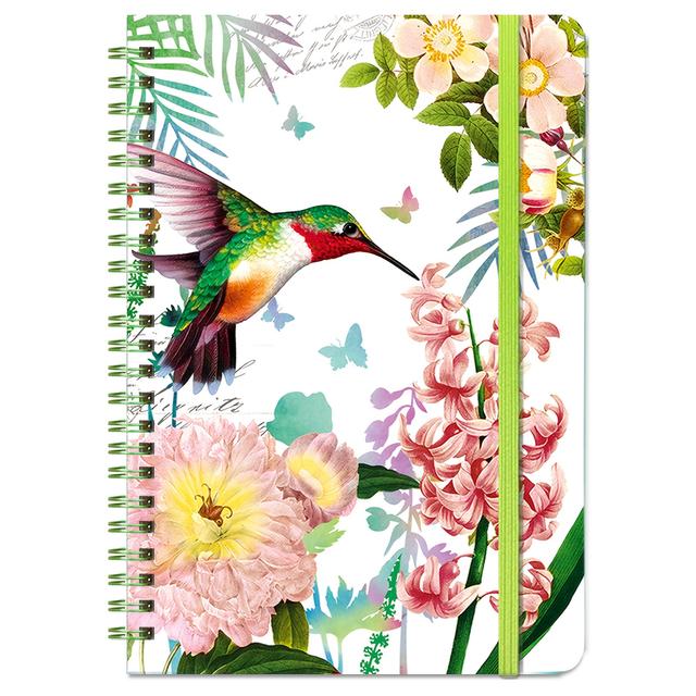 TEMU 1 Student Diary, 5.7'' X 8.25'' Botanical Floral Hummingbird Themed Spiral Notebook, Student Writing Journal, Hardcover With Acid-free Paper A5 Travel Size - Gift For Teens And Women