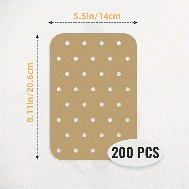 TEMU 50/200pcs Air Fryer Disposable Paper Liner Compatible With Air Fryer Toaster Ovens, Rectangular Perforated Parchment Paper Double Basket Air Fryers Accessories