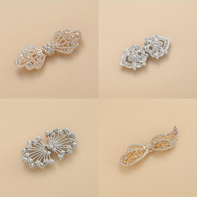 TEMU 4 Juegos de Botones Elegantes de para Abrigos con Decoración de Pedrería, Cierre Exquisito Tradicional para Cheongsam, Cierre para Capas, Combinación para Abrigos y Envolturas