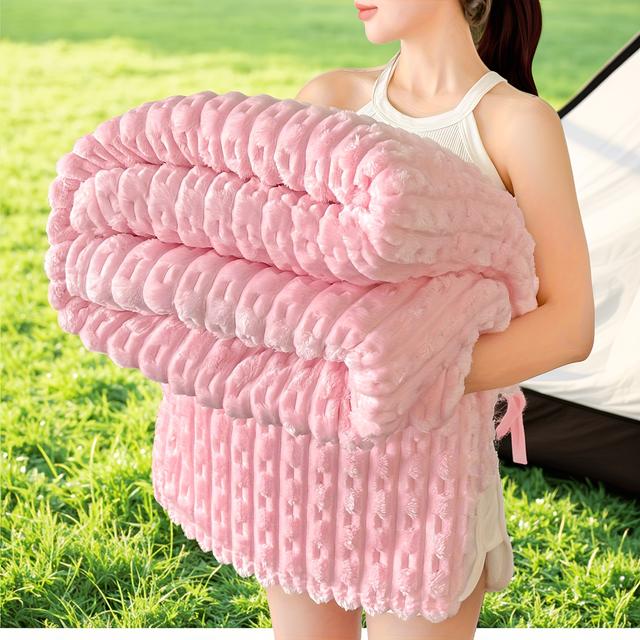 TEMU 1 de cama de felpa - Cubrecama de 400g para invierno con diseño retro , para todas como funda de sofá o para , regalo de lujo para el hogar