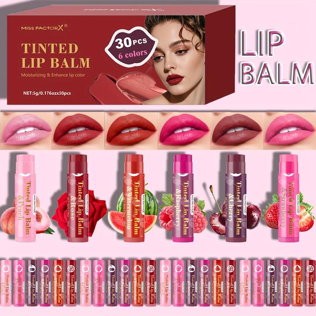 TEMU 30pcs 6-color Lip Balm - Moisturizing And Glossy Lip Care, Easy To , Suitable For All Light Beige Types Gentle Formula, Portable And Can , Luxury Gift Set, Party And Holiday Distribution Supplies