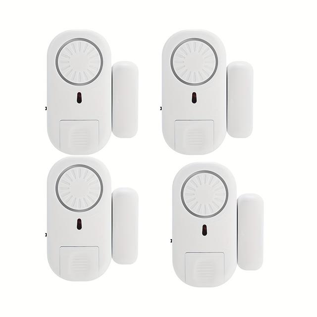 TEMU 1pc/2pcs/4pcs Sensor de magnético batería, de alarma de seguridad inalámbrico para puertas y ventanas, fuerte de 130 dB, fácil instalación, indicador de batería , botón de no recargable