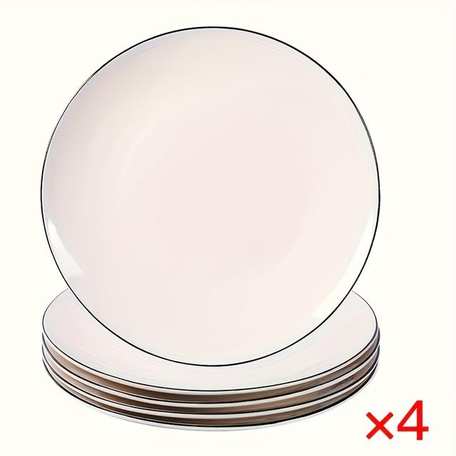 TEMU 4 Peças de Pratos Redondos Minimalistas em Cerâmica, Ideais para Sushi, e Bife – Perfeitos Para Restaurantes Familiares & Hotéis no Dia da Ação ou Ano Nov