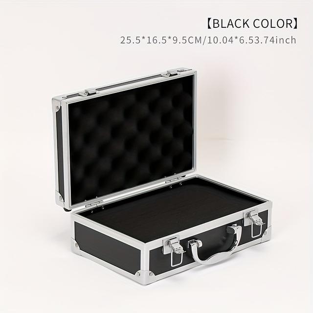 TEMU 1pc de herramientas de aluminio duradera - Estuche de almacenamiento portátil multifuncional con espuma DIY para herramientas, instrumentos y cosméticos - Organizador manual no impermeable