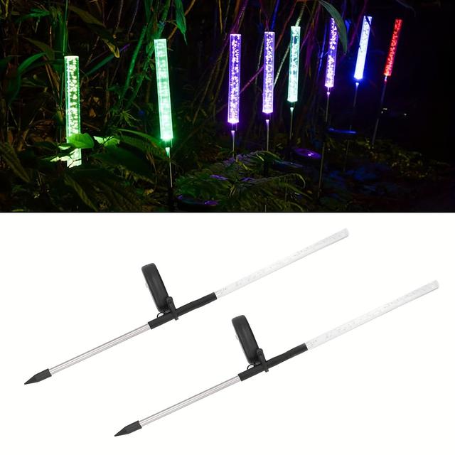 TEMU Set Of 2 Solar Stake Lights - Vibrant Color-changing Leds - Outdoor Yard Decor