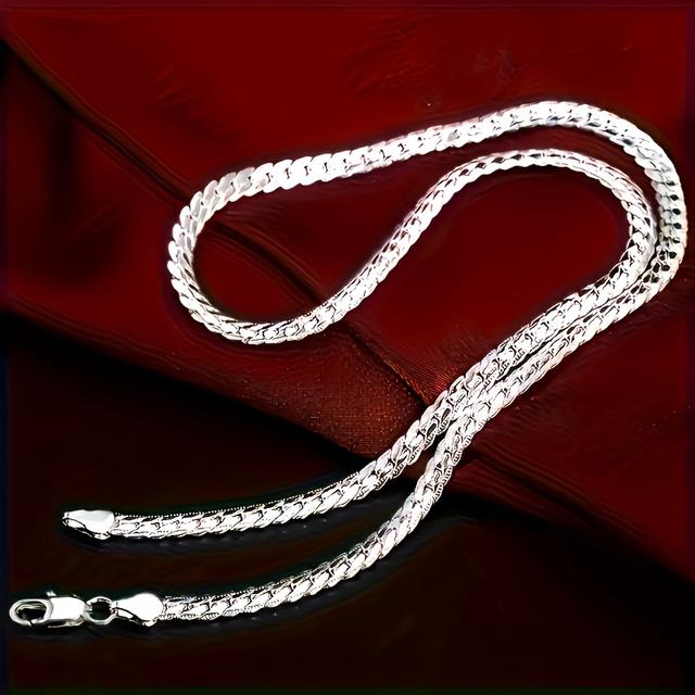 TEMU A 50cm/ Made Of Pure Silvery, This Unisex Accessory Is Classic And Stylish, From Hypoallergenic 925 Silver, Luxury