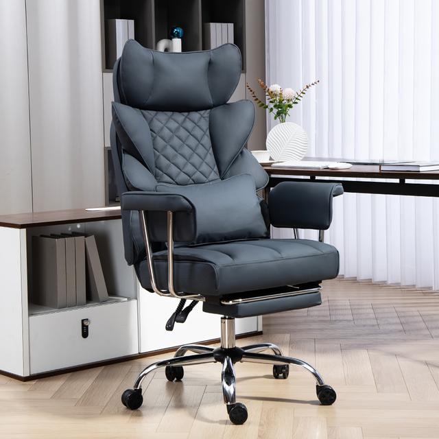 TEMU DYHOME Ergonomischer Bürostuhl | Groß und Hoch, mit Beinruhe, Armlehne, Lordosenstütze, Metallrahmen, Erhältlich in verschiedenen Farben