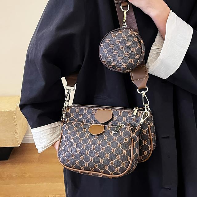 TEMU 3 szt. Damska Torba i Torebka na Ramię w Stylu Dojrzałym o Dużej Pojemności - Elegancka Torba z Zamkami, Idealna na Podróże i Codzienne Użytkowanie