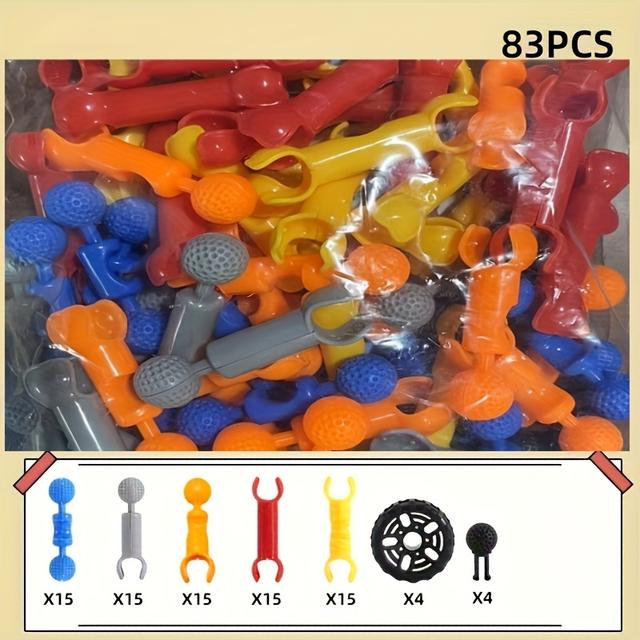 TEMU 83 szt. Edukacyjna Zabawka Konstrukcyjna STEM, Zabawka Edukacyjna na Prezent na Boże Narodzenie i Urodziny, Klocki dla Dzieci, Kreatywna i Edukacyjna Zabawka dla Chłopców i Dziewczynek