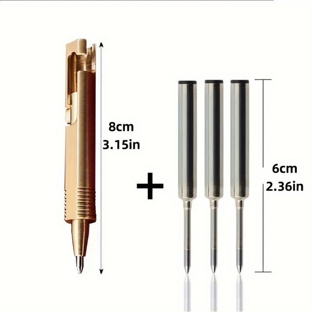 TEMU Mini Bolígrafo de Latón Portátil, Bolígrafo de Viaje, Bolígrafo de Bolsillo, Bolígrafo de Metal para Negocios, Regalo de Firma