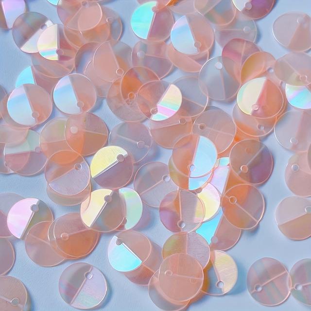 TEMU 250pcs Of 8mm Folded Sequins In Colored Series With Side Holes For French Embroidery, Featuring Green And Purple Sequins For Clothing Decoration