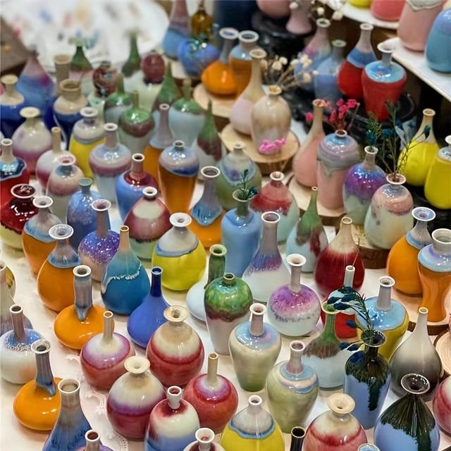 TEMU 1pc Of A Unique Small Flower Vase Made Of Glazed Porcelain, Suitable For Holding Dried Flowers. It Serves As A Decorative Item For Interiors, Crafts, Jewelry Displays, And Festive Occasions