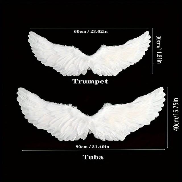 TEMU Elegantes Engel Flügel 3-teiliges Set mit Stirnband und Zauberstab, Samtgefiederte Flügel für Cosplay, , Karneval, Geburtstagsparty, Bühnenauftritts-Accessoires - Keine Elektrizität erforderlich
