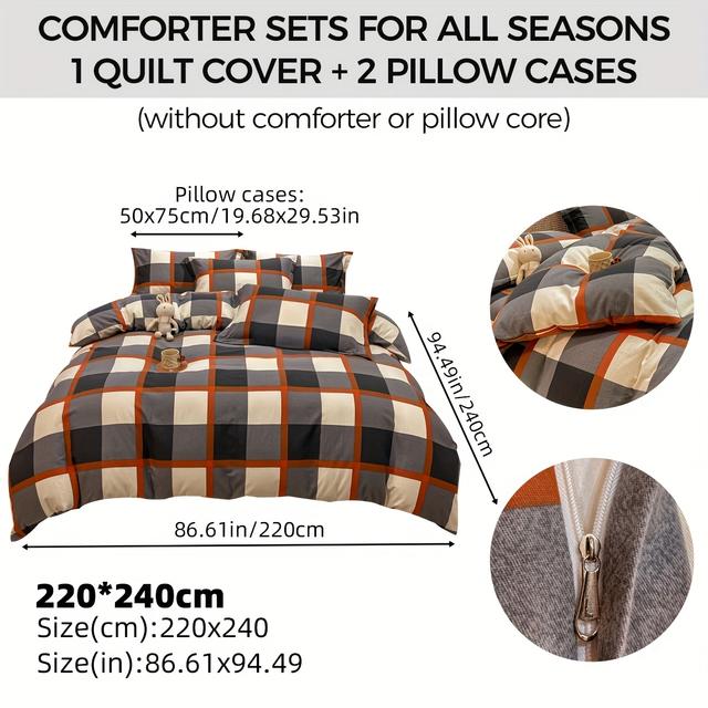 TEMU 3pcs, Black And White Large Fashionable Printed Duvet Cover Set, Super Microfiber, Soft And Comfortable, For Home/dormitory, 1 Duvet Cover + 2 Pillowcases, Machine Washable - Suitable For