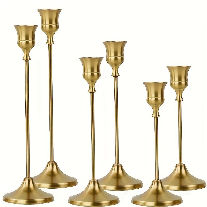 TEMU 6 Pieces Vintage Brass Candlestick Suit, Taper Candlestick, Dining Table Centre Ornament, Mantel Ornament, Wedding, Home, Christmas Ornament-candles Are Not Included
