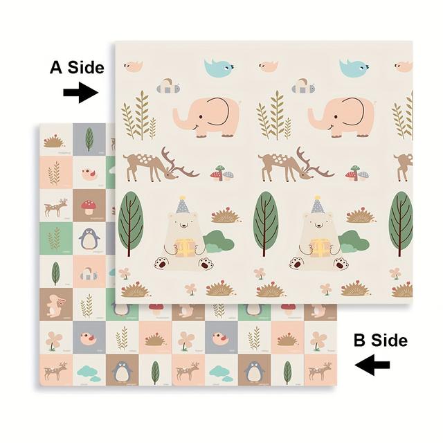 TEMU Foldable Baby Crawling Mat, Xpe Material, Double-sided Printed Foam Floor Mat, Portable Indoor/outdoor Kids Activity Mat, Non-slip Surface, Suitable For Bedroom, Living Room