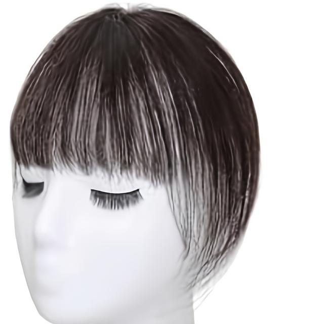 TEMU 8-inch 30g Hairpiece With Bangs For Women - Made From Heat-resistant Synthetic Fiber, Featuring French Air Bangs Design, Suitable For Tones