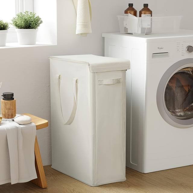 TEMU 1 Stück 45L/65L Ultradünner Wäschekorb ohne Deckel/Abdeckung mit schmalem Rollenfach und faltbarem Griff, tragbarer dünnere Aufbewahrungsbox für Schlafzimmer und Wohnheim