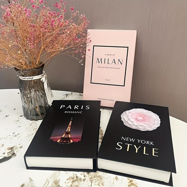 TEMU 3pcs Decorative Fake Book Set, Walnut Material, London/, For Anyone, Christmas, Halloween Home Decor, Coffee Table Book Decor, Entry Table Decor