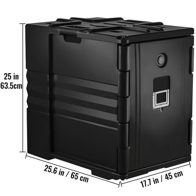 TEMU Vevor Insulated Food Pan Carrier Front Load Catering Box Stackable 82 Qt Black, 90-a/epp-90