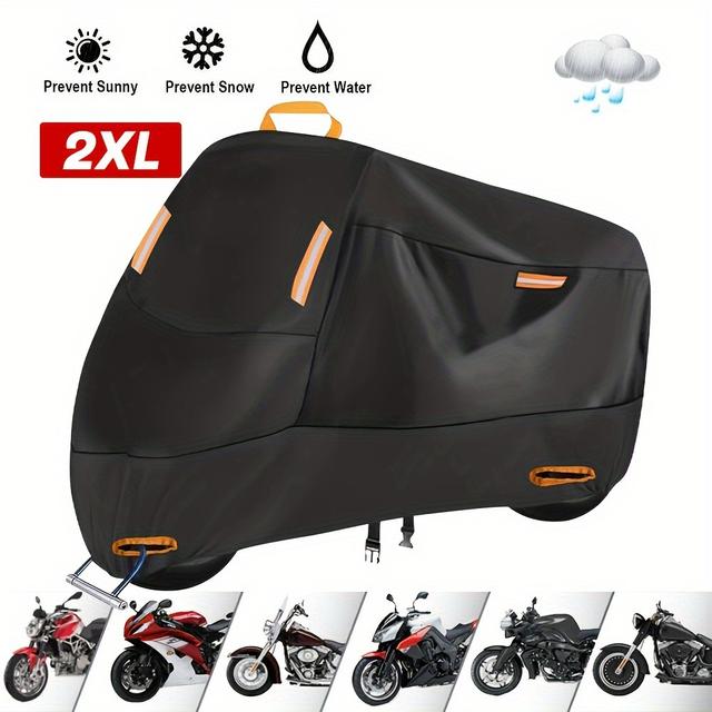 TEMU Motorcycle Cover Rainproof And Sunscreen Cover Thickened Oxford Cloth Dust Cover Built-in Anti-theft Cover
