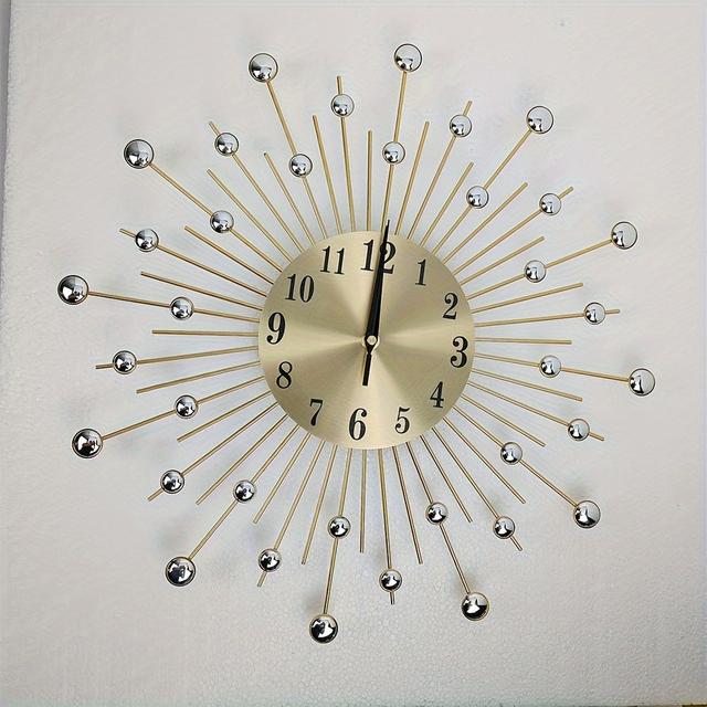 TEMU 1pc Modern Minimalist Large Wall Clock With & White Face - Carbon /fiberboard Round Beige/, Black Arabic - Large Easy-to-read Analog/ For Living Room, Bedroom, Office - Elegant