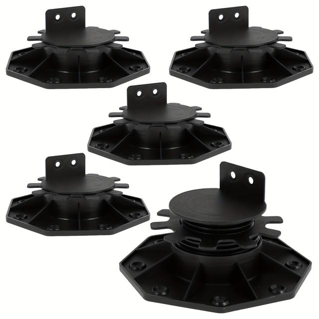 TEMU Set Of 5 Adjustable Pedestals For Deck Support, Allowing Height Adjustments From 1-3/16 Inches To 2-3/8 Inches, Suitable For Platform Sheds And Foundation Kits.