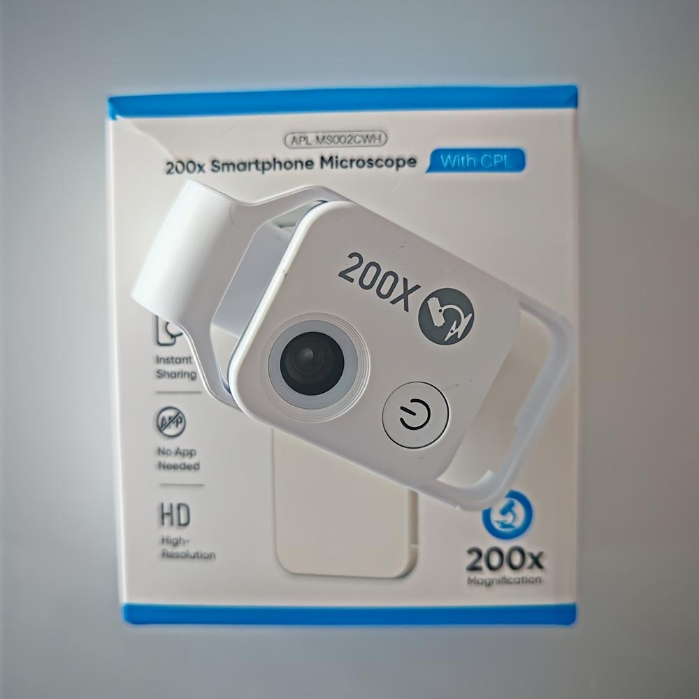 TEMU Apexel 200x Phone Mini Pocket Microscope, Clip-on Microscopes Magnifier With Cpl Lens And Led Light, Universal Lens For Iphone And All Phones (white)