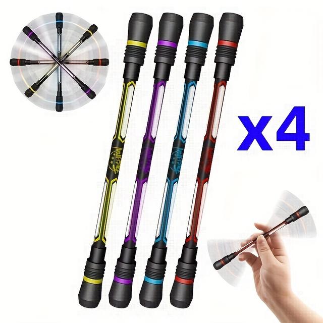 TEMU 4pcs, 4pcs Relaxing Finger Spinning Top Pens, Non-slip Grip, Adult And Student Black Neutral Ink - Office Supplies