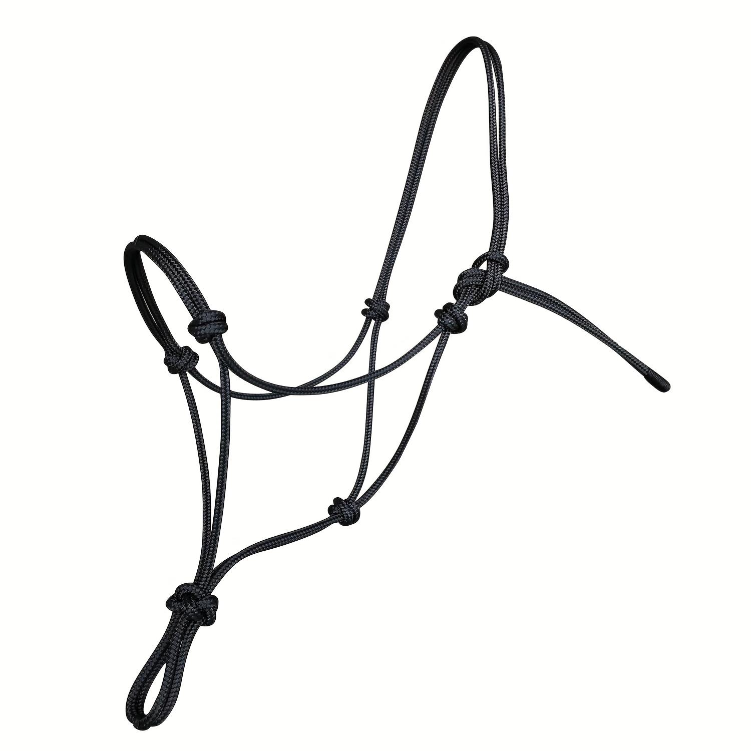 TEMU Rope Halter For Horses - Super Sturdy Training Halter With 2 Knot 0.3inch Stiff Cord - Size Standard - Red Black