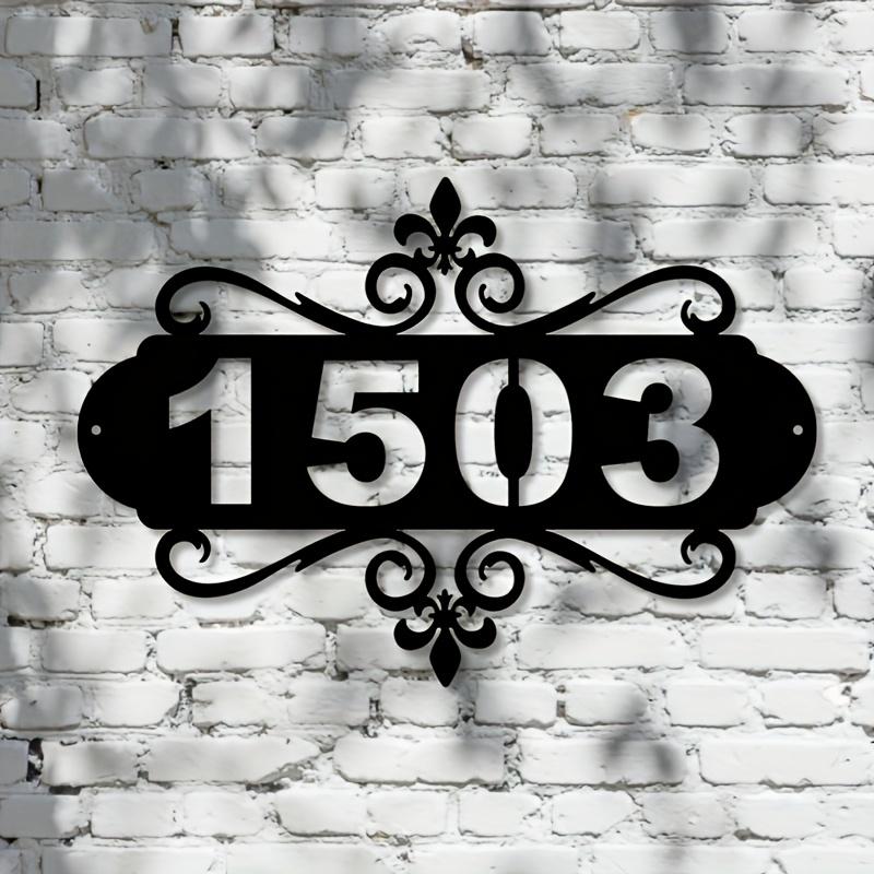TEMU Custom Metal Door Numbers - Personalized House Numbers With Modern & Scrollwork Details, Durable Outdoor Metal Wall Art For Home Porch Patio Decor, No Wiring Needed, Metal Yard Decor