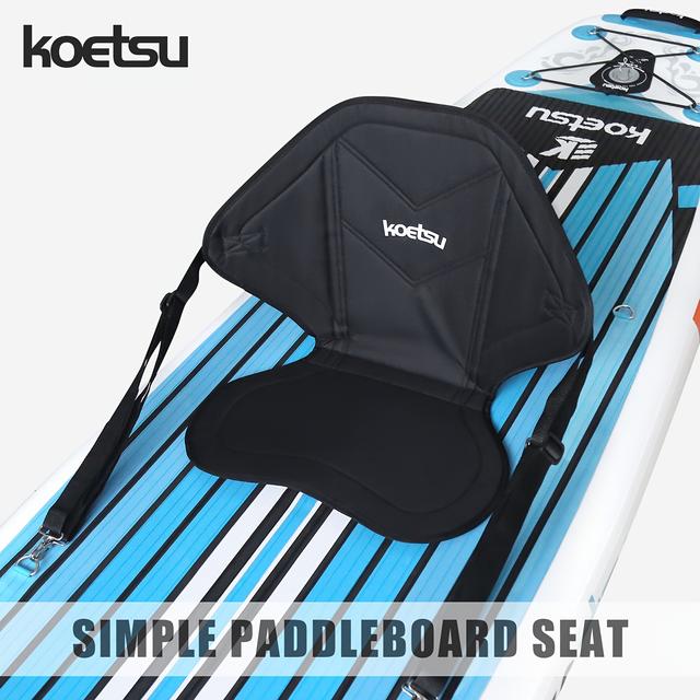 TEMU Koetsu Kayak Seat Cushion - Soft Oxford Fabric With Lumbar Support, Adjustable Straps For Perfect Kayaks, , Paddle Boards - For , Black, Kayak Accessories