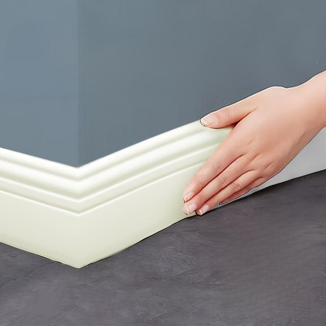 TEMU 1pc Modern Self-adhesive Baseboard, 9.8x200cm, Matte End, Peel And Stick Flexible Trim For Decor, Reusable Wall Edging For Home Decor, Wood Grain Surface, Elegant Style, Single Use, Baseboard