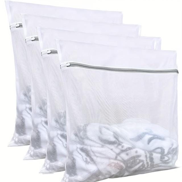 TEMU 4-pack Xxl Polyester Mesh Laundry Bags With Zipper, Rectangular Wash Bags For College, Dorm And Storage - Woven Fabric, 57x57cm