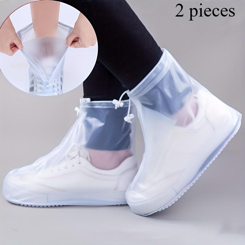 TEMU 2pcs Waterproof Shoe Covers With Zipper, Reusable Pvc Rain Boot Protectors, Hand Wash Durable Non-slip For Men And Women
